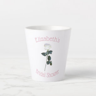 White Rose Petal Pink Bridal Shower Latte Mug