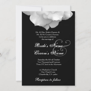 WHITE Rose Petals Wedding Invitation