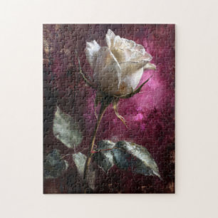 White Rose Purple Backdrop Jigsaw Puzzle