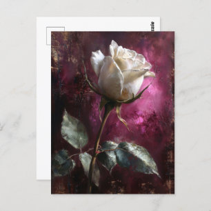 White Rose Purple Backdrop Postcard