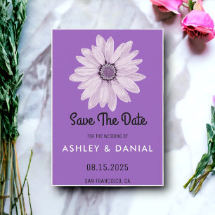 White rose purple floral Wedding Save the Date Invitation