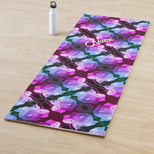 White Rose Raindrops Abstract Art Personalised     Yoga Mat