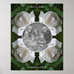 White Rose Raindrops Frame Create Your Own Photo Poster