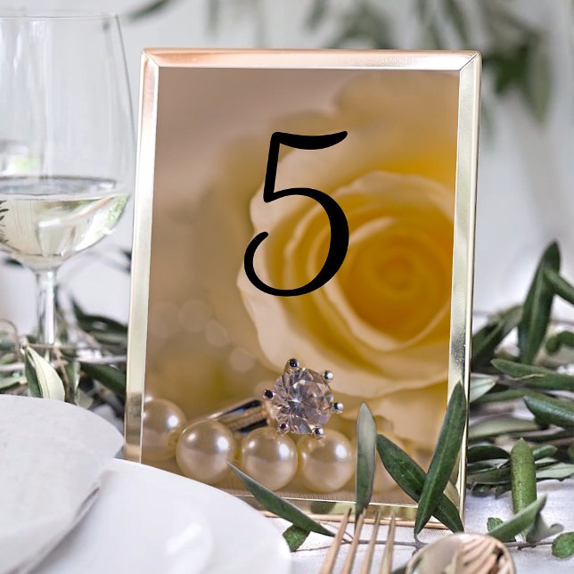 White Rose, Ring and Pearls Wedding Table Numbers (Creator Uploaded)