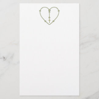 White rose Rosary Stationery