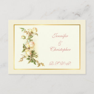 White Rose spray wedding RSVP Card