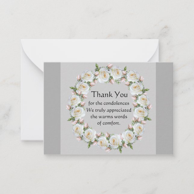 White Rose Sympathy Thank You Cards (Front)