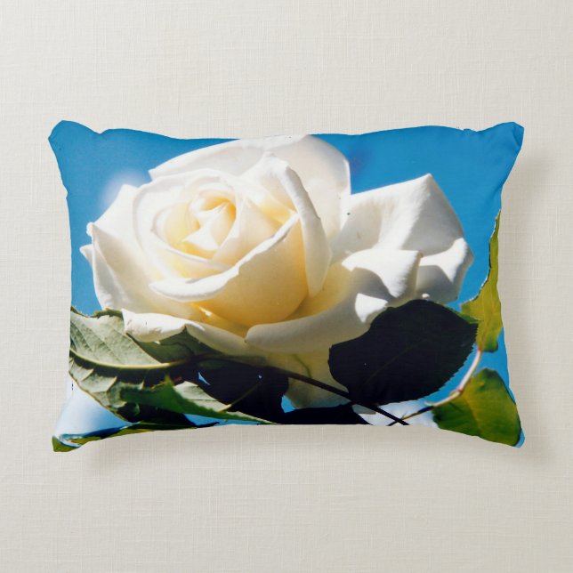 White rose under blue sky  decorative cushion (Front)
