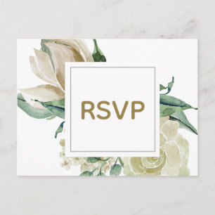 White Rose Watercolor Wedding RSVP card