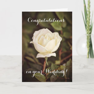 White Rose Wedding Congratulations Card