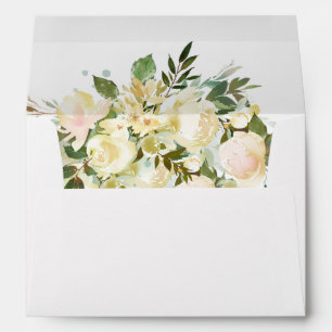White Rose Wedding Elegant Chic Return Address Envelope