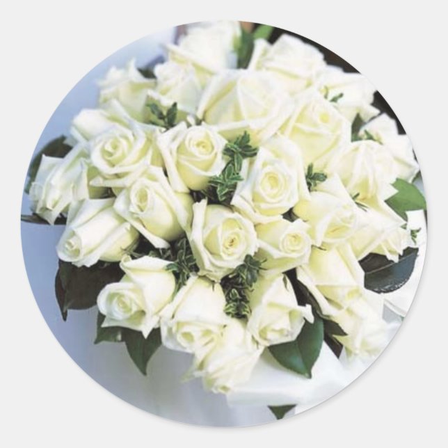 White Rose Wedding Envelope Seal Stickers (Front)
