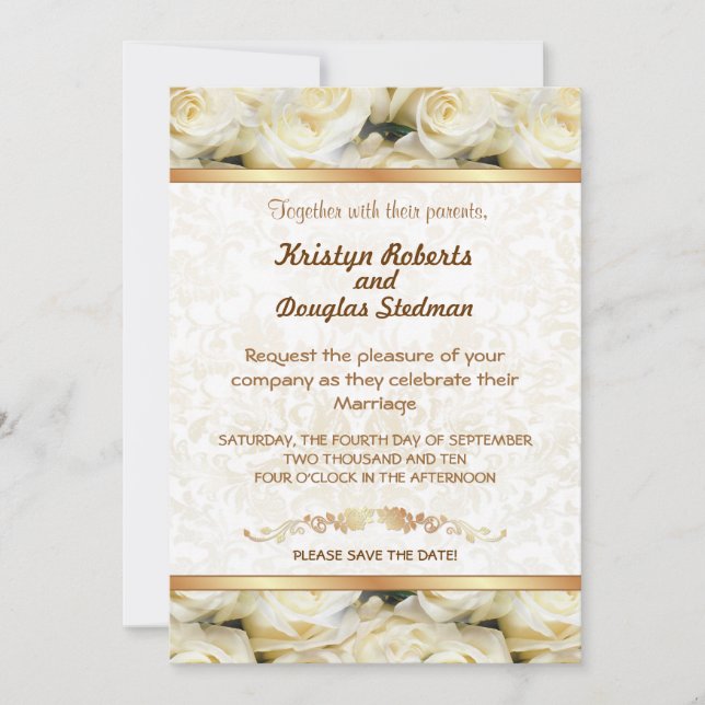 White Rose - Wedding Invitation (Front)