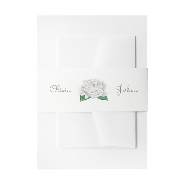 White Rose Wedding Invitation Belly Bands Invitation Belly Band (Front Example)
