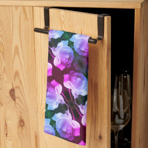 White Rose With Raindrops Abstract Floral Art Tea Towel