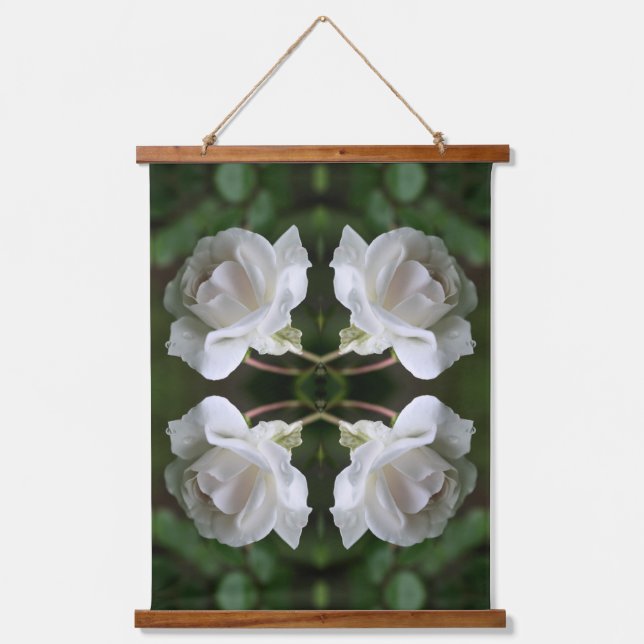 White Rose With Raindrops Abstract  Hanging Tapestry (Front)