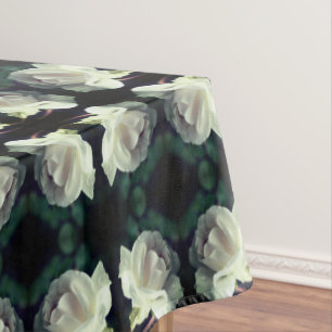 White Rose With Raindrops Abstract  Tablecloth