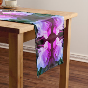 White Rose With Raindrops Abstract Tinted   Short Table Runner