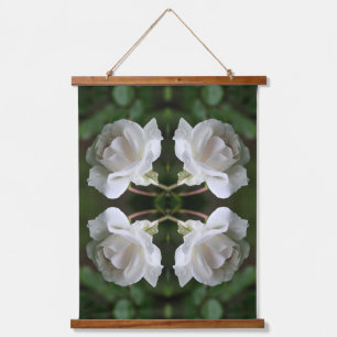 White Rose With Raindrops Floral Nature Art Hanging Tapestry