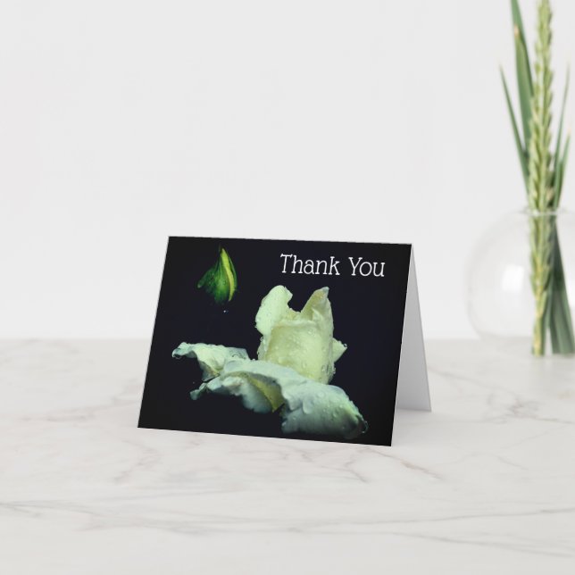 White Rosebud Flower Thank You Card (Front)