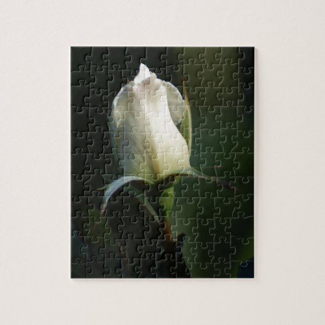 White Rosebud Jigsaw Puzzle (Vertical)