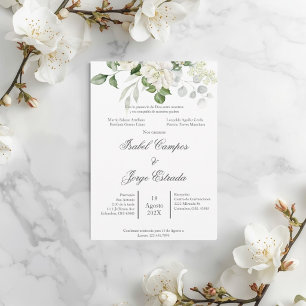White rosel Greenery Wedding Invitation