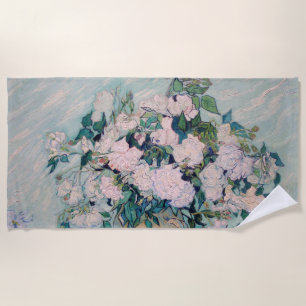 White Roses-1890-Vincent van Gogh Beach Towel
