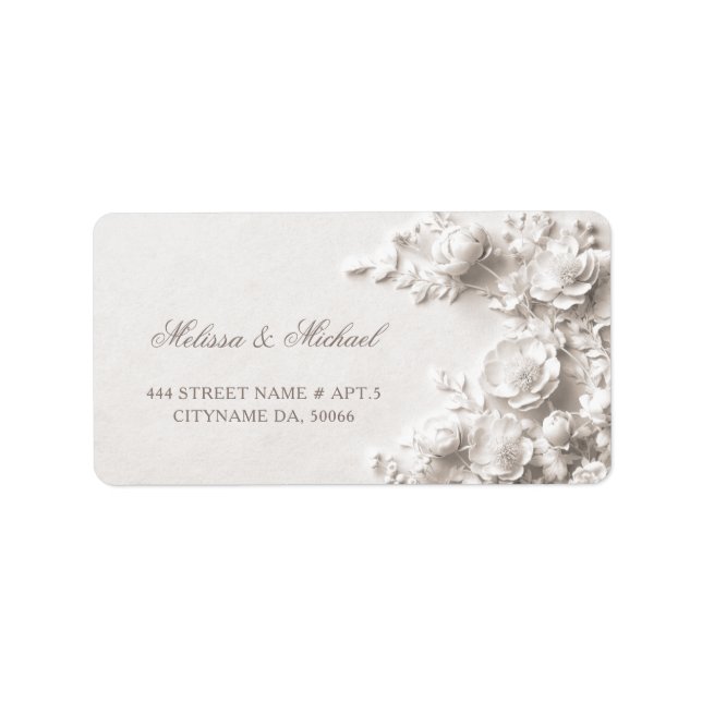 White Roses 3D Flowers |  Wedding Label (Front)