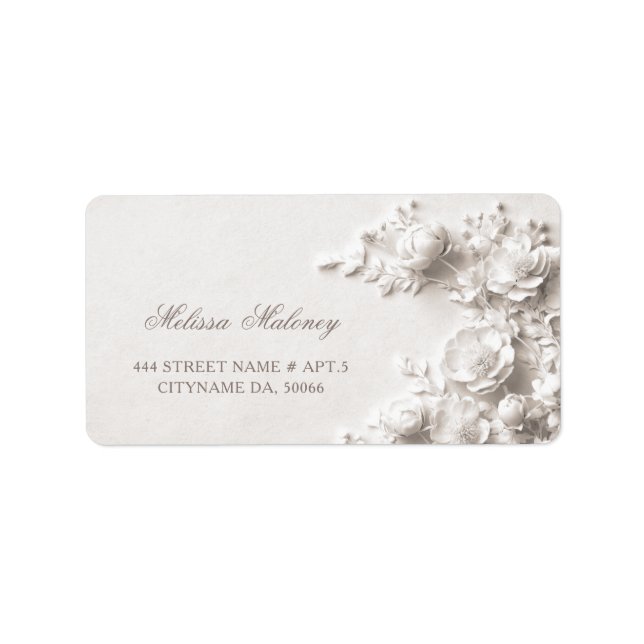 White Roses 3D Flowers |  Wedding Label (Front)