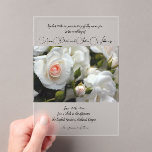 White Roses Acrylic Invitation