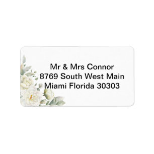 White Roses Address Label Wedding