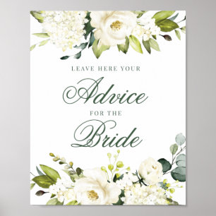 White Roses Advice For The Bride Sign