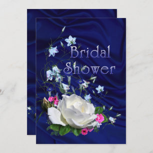 White Roses and Bluebells Bridal Shower Invitation