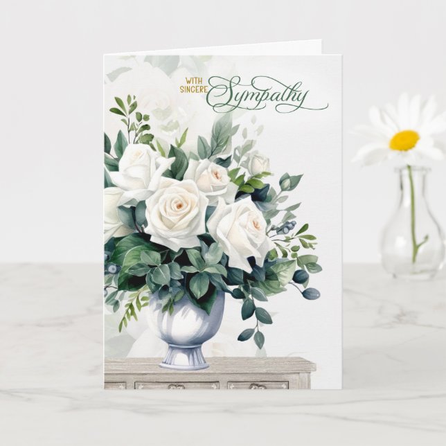 White Roses and Butterflies Sympathy Card (Small Plant)