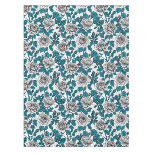 White roses and ladybugs tablecloth