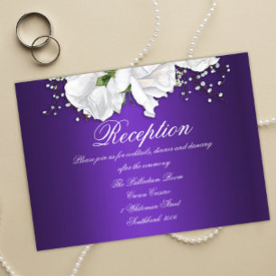 White Roses and Purple Floral Wedding  Enclosure Card