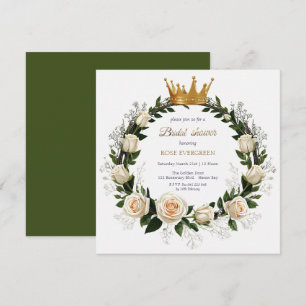White Roses & Baby’s Breath Bridal Shower Invitation
