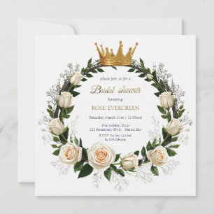 White Roses & Baby’s Breath Bridal Shower Invitation
