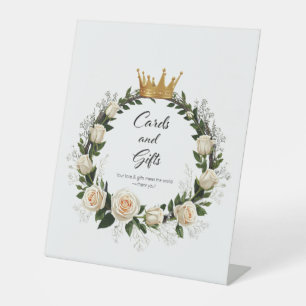 White Roses & Baby’s Breath Cards & Gifts Pedestal Sign