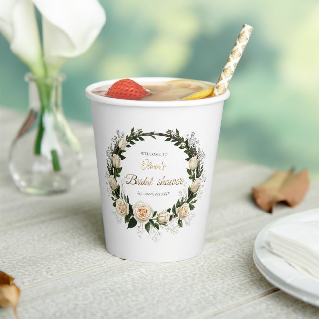 White Roses & Baby’s Breath Favours Paper Cups (Insitu)