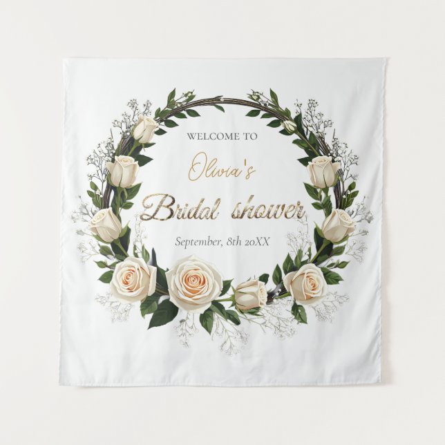 White Roses & Baby’s Breath  Tapestry (Front)