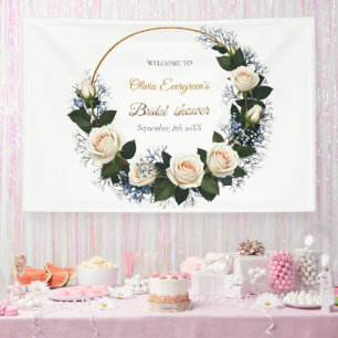 White Roses & Baby’s Breath Welcome Banner