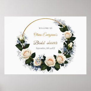 White Roses & Baby’s Breath Welcome Poster