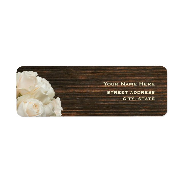 White Roses & Barnwood Address Label (Front)