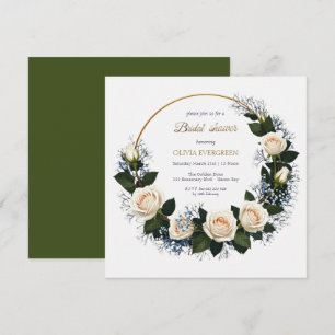 White Roses & Blue Baby’s Breath Bridal Shower Invitation