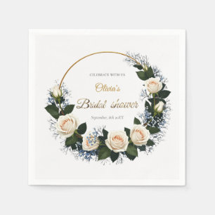White Roses & Blue Baby’s Breath Celebrate Napkin