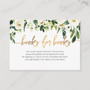 White Roses Book Request Baby Shower. Enclosure Card