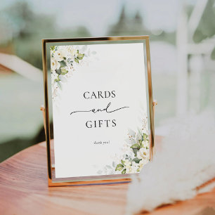 White Roses Bridal Shower Cards and Gifts Sign