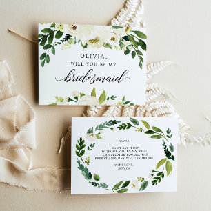 White Roses Bridesmaid Proposal Card