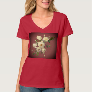 White roses bunch dar red T-Shirt